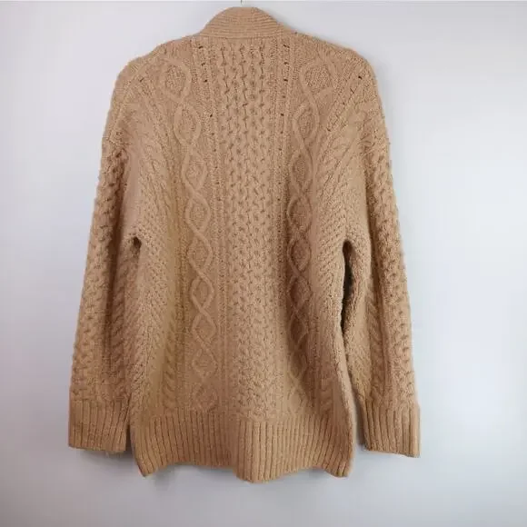 J.Crew Women's SZ S Cable-Knit Stretch Cardigan Sweater Merino Wool Alpaca Blend - Picture 4 of 6